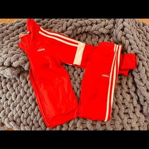 Red size 7 Adidas Track Suit - Adidas Jacket Pants